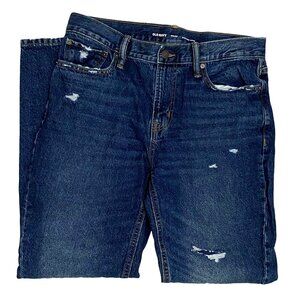 Old Navy Straight Taper Mens Jeans 34x32 Streetwear Distressed Ragged Patches